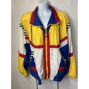 Vintage R.E. Sport Womens Windbreaker Jacket Size Large Nautical Fly Girl Unique